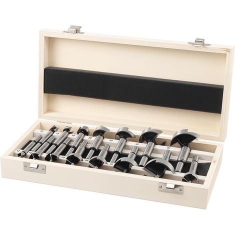 15 Pièces Meche a Faconner Bois, 10-50mm Foret Forstner Mèches à Bois Forstner à Tige Ronde Foret Bois Mèche Forstner pour Bois Dur Bois Tendre (1/5)