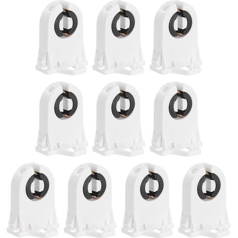 Support de Lampe T8, 10 Pièces Douille de Lampe G13 Sans Séparation, Base Ignifuge pour Tubes Fluorescents Led Intégrés, Blanc (1/5)