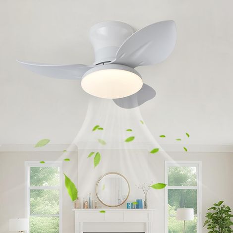 Blanc Ventilateur De Plafond Silencieux Avec Lumiere Et Telecommande, Lustre Avec Ventilateur 3 Pales, Dimmable, DC Motor, 6 Vitesses (1/5)
