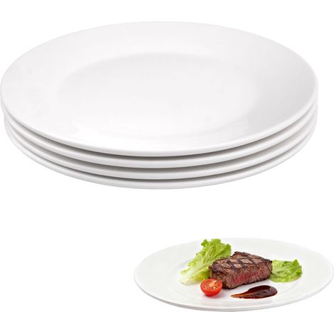 4 x Assiette Porcelaine Blanches 25 cm Assiettes Plates Céramique (1/5)