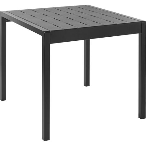 Mesa de jardín de material sintético de 4 plazas resistente a la intemperie al aire libre patio negro Bartica (1/5)