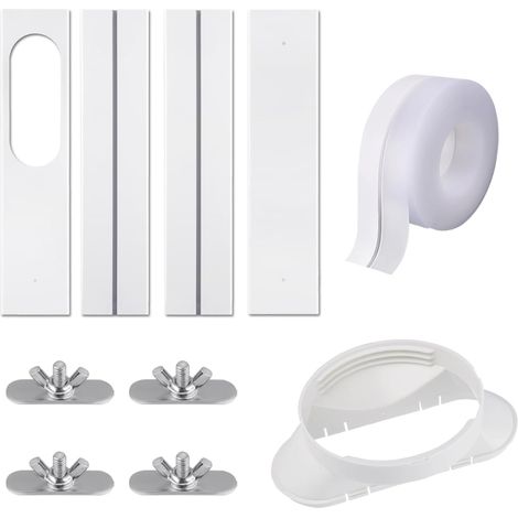 Kit de ventilation pour climatiseur portable avec raccord universel, panneau en PVC renforcé réglable, joint de fenêtre, kit de ventilation pour fenêtre coulissante pour tuyau d'évacuation de 13 cm.