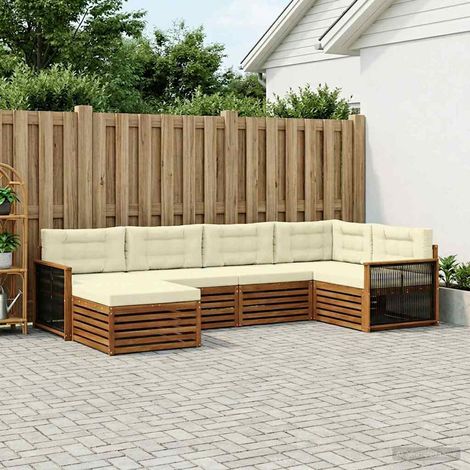 vidaXL Outdoor-Sofagarnitur mit Kissen 6 pcs Natur und Creme (1/5)