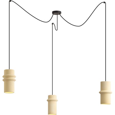 QAZQA Suspension rétro beige 3 lumières - Monti (1/5)