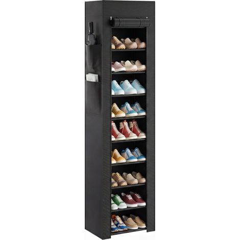 Étagère à Chaussures Métal 10 Niveaux pour 20 Paires avec Housse Anti-Poussière Noir, Rangement Pratique et Élégant (1/5)