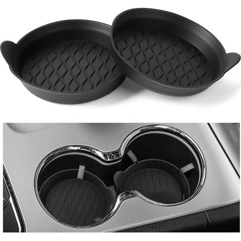 2 Stück Silikon-Antirutschmatten für Getränkehalter im Auto, 8,5 cm Universal-Getränkematten, Mehrzweckmatten, leicht zu reinigen (Schwarz) (1/5)
