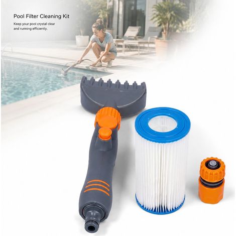 Kit de nettoyage filtre piscine - PVC écologique - Portable et ergonomique - Pour piscine et spa - Avec élément filtrant (1/5)
