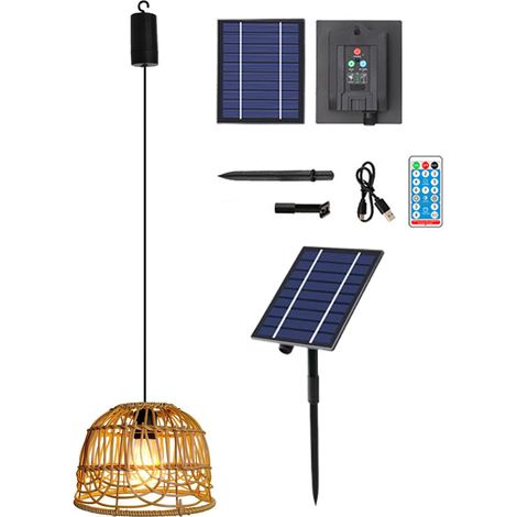 Lustre de gazebo extérieur, lustre solaire avec télécommande, lumière LED extérieure pour jardin et terrasse (1/4)