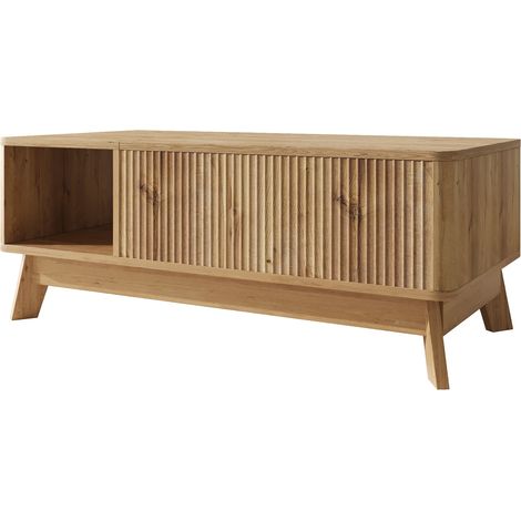 Tavolino da salotto alzabile con vano contenitore e ripiano laterale in MDF naturale MODENUIT (1/5)