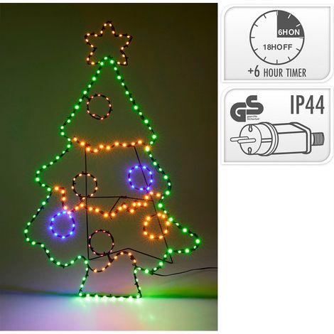 Figura led decorativa árbol de navidad, multicolor, uso exterior, 205 leds, 52 x 80 cm