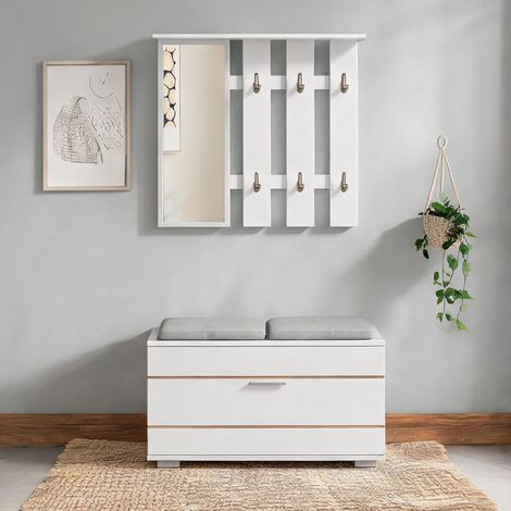 Console bianco en truciolare vetro 85 x 15 x 82 cm (1/5)