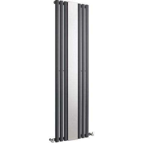 Balterley Pattingham Vertical Single Panel Radiator with Mirror, 1800mm x 499mm - Anthracite