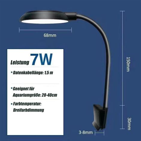 Lampe LED Aquarium Clipser Éclairage Aquarium Réglable 3 Modes Étanche Lampe Plante Aquatique Flexible USB pour Petit Aquarium 20-40cm
