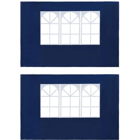 Lot de 2 Paroi de tente de réception - Accessoire pour tente et tonnelle avec fenêtre PE Bleu BV158826 - BonneVie (1/3)