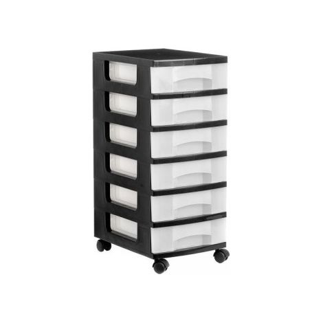 Tour de rangement 6 tiroirs 6 litres noir/translucide 390x290x685 mm archive 2000 1106r cs tl.