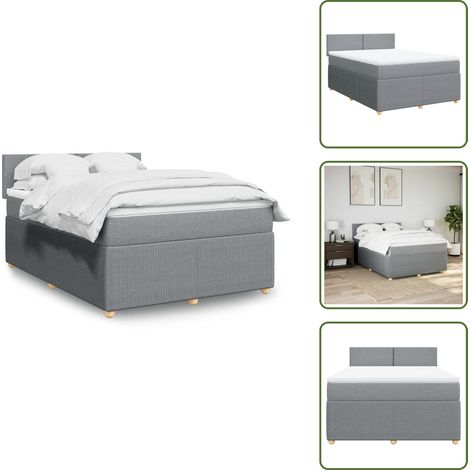 Colchón ensacado - vidaXL Cama box spring con colchón tela gris claro 140x200 cm - Cama con cabecero