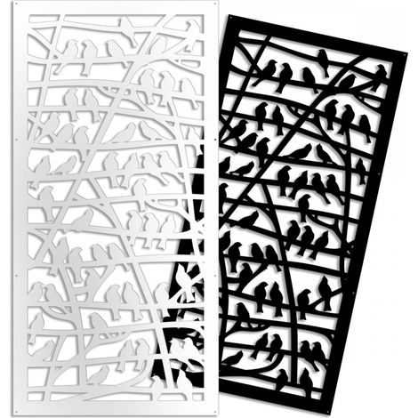 BIRDS - Panneau ajouré en PVC - Brise-soleil - Dimension : 73x148 cm - Couleur : blanc