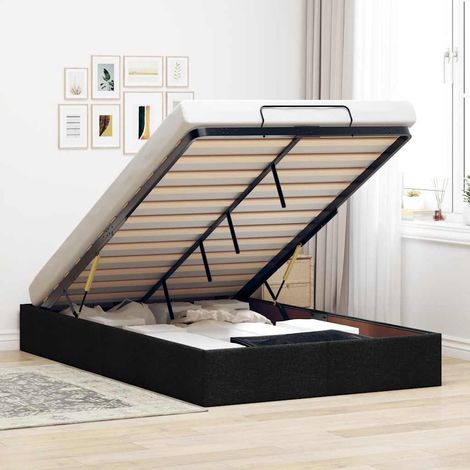 Cadre de lit ottoman sans matelas-Structure de lit noir 120x200 cm tissu 431386 (1/5)