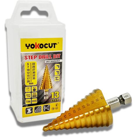 Foret étagé HSS en titane pour perceuse à plusieurs trous en métal Foret conique pour les amateurs de bricolage (foret étagé de 5 à 35 mm) (1/5)