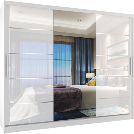 Schiebeschrank Belini 232 cm Mit Schubladen mit Spiegel weiß glänzend Hersteller (1/4)