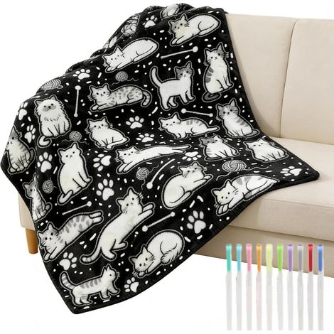 CCYKXACute Coloring Blanket with Markers 150x127cm Animal Blanket to Color with Markers Home Decor Living Room Bedroom Sofa Armchair Office (1/5)
