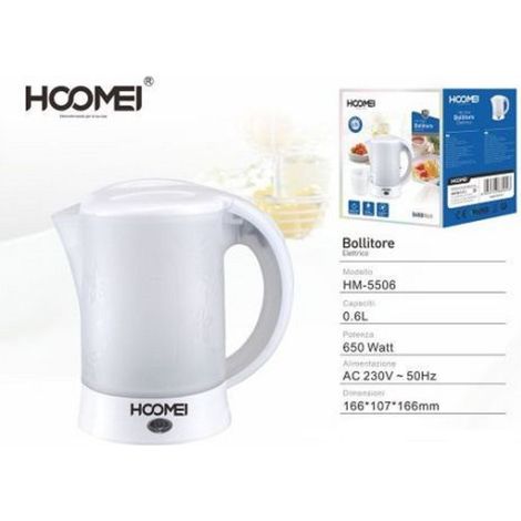 TRADE SHOP - Bollitore Elettrico 0,6lt 650watt Spegnimento Automatico Protezione Senza Acqua -