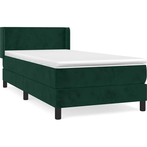 Lit simple  Lit adulte  Sommier à lattes de lit avec matelas Vert foncé 90x190 cm