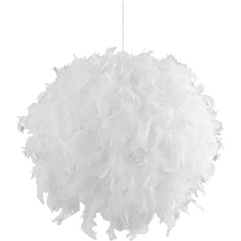 Plume Pendelleuchte Schirm pour Decken Flauschige Lampe Romantische Droplight Lampenschirm mit E27 Birne Moderne Feder Deckenleuchte 40cm (1/5)