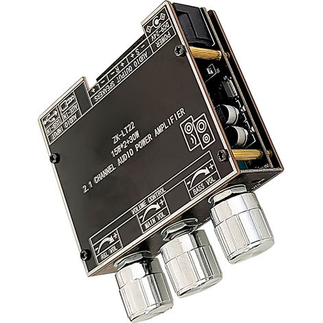 2.1-Kanal-Bluetooth-Audioverstärker, Soundkartenmodul mit stufenloser Klangregelung, 10 Soundeffekten, Stereo-Bedienfeld (1/5)