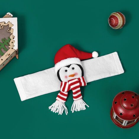 Rideaux de Noël, Père Noël et bonhomme de neige, boucles de rideaux de Noël, clips de boucles de fenêtre(manchot) (1/5)