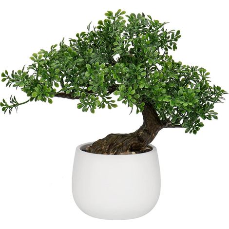 Kunstpflanze Bonsai Baum 25cm Keramiktopf Künstliche Deko Fensterbank Podocarpus (1/5)