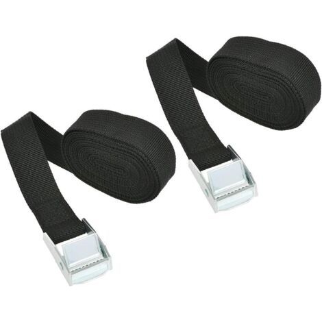 2 pièces Sangle d'Arrimage 2.5x300 cm Sangle à Cliquet Sangle à Griffe pour Attacher Les Bagages, Moto, Voiture, Porte Vélo (1/5)