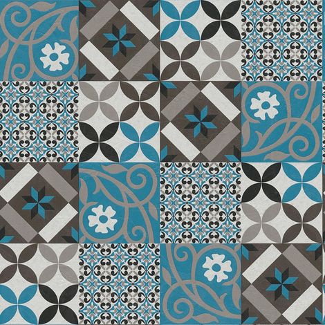 Papier peint - Effet mosaïque colorée Bleu 10mx 0.53 m (1/5)