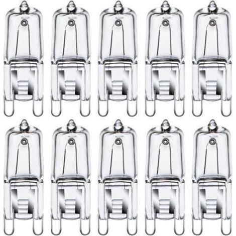 G9 halogen bulbs, G9 33W (34W) capsule bulbs, G9 warm white light 230V 2800K, dimmable, pack of 10. (1/4)