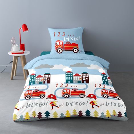 Housse de couette 140x200 ROBIN + 1 taie 100% coton (1/3)