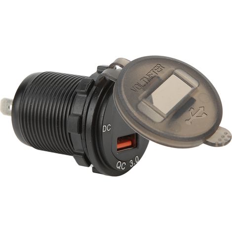 USB-Kfz-Ladegerät mit Schnellladefunktion (QC/PD), 12–24 V, wasserdicht, mit Spannungsanzeige, universell für Motorrad und Boot (1/5)