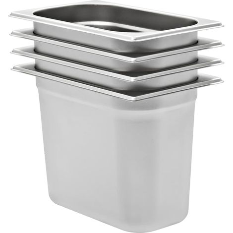 Gastronormbehälter 4 Stk. GN 1/4 200 mm Edelstahl