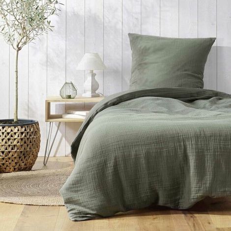 Douceur D'Intérieur – Housse de couette en gaze de coton 140x200 cm – Légère et respirante – Entretien facile – Taie d'oreiller 63x63 cm incluse