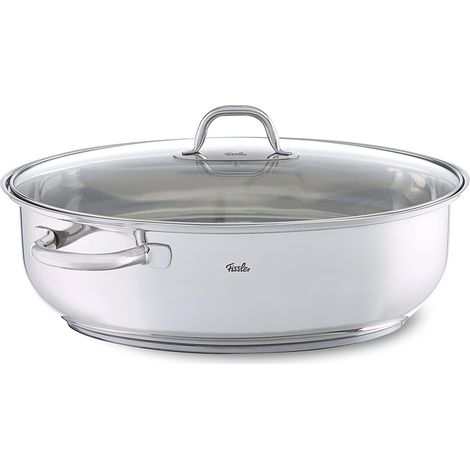 Cocotte En Acier Inoxydable (8,8 l, 38 cm), Grand Et Ovale, Avec Couvercle En Verre, Passe Au Four Et Au Lave-vaisselle, Compatible Induction, Argenté (1/2)