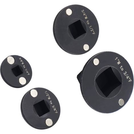 Ensemble de 4 adaptateurs de douilles extra-plats : 1 po vers 3/4 po, 3/4 po vers 1/2 po, 1/2 po vers 3/8 po, 3/8 po vers 1/4 po. (1/5)