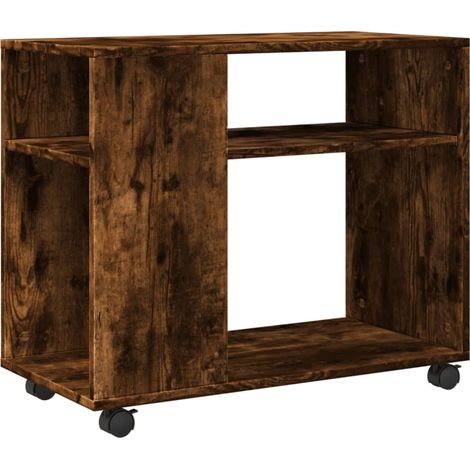 Maison Exclusive - Beistelltisch mit Rollen Räuchereiche 70x35x60