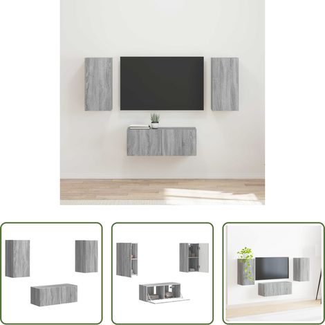 Meuble suspendu - Ensemble meuble TV 6 pcs Gris Sonoma Bois d'ingénierie (1/5)