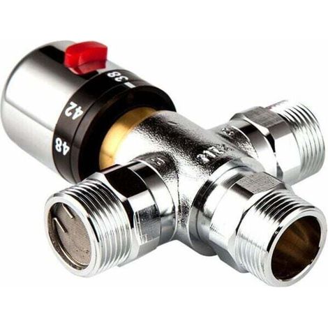 YMYNY 3-Wege-Thermostatmischventil aus massivem Kupfer, 3/4 Zoll, Solarwarmwasserbereiterventil, Temperaturregelventil (1 Stück) (1/4)