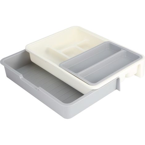 Plateau de rangement extensible et réglable pour couverts, tiroir de rangement pour ustensiles de cuisine (1/5)