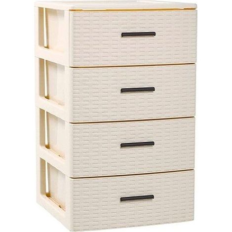 Cajonera de ordenación RATTAN de plástico Efecto mimbre Torre de almacenaje multiusos