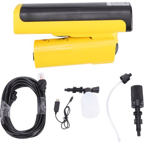 Nettoyeur haute pression sans fil 8000 mAh, 3 vitesses, pliable et portatif, avec tuyau de 5 m et buse 5 en 1 pour le nettoyage de voitures, motos et jardins. (1/5)