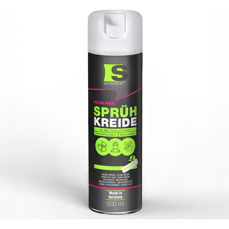 Spraytive 1x 500ml Sprühkreide neon-pink - Abwaschbare leuchtende Kreidefarbe, Outdoor Kreidespray, Bodenmarkierung, Temporäres Markierungsspray (1/5)
