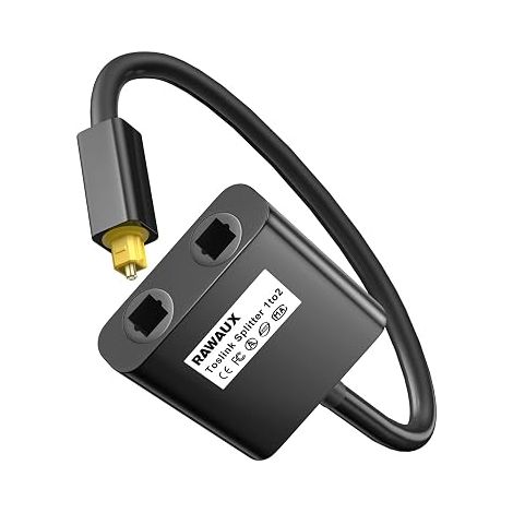Toslink Audio Fiber Optic Cable Splitter 1 in 2 Outputs 0.2 m Spdif Cable Adapter for TV, DVD, Amplifier, Soundbar Black (1/5)