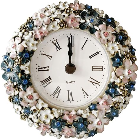 Orologio da tavolo analogico vintage in miniatura, silenzioso, con cassa in metallo dipinta a mano e silenzioso meccanismo a batteria. Ideale per una mensola o la camera da letto.