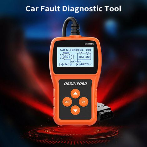 Scanner OBDII, lecteur de code d'erreur de moteur de voiture, testeur de batterie, outil de diagnostic professionnel CAN pour véhicules à essence 12 V, orange.